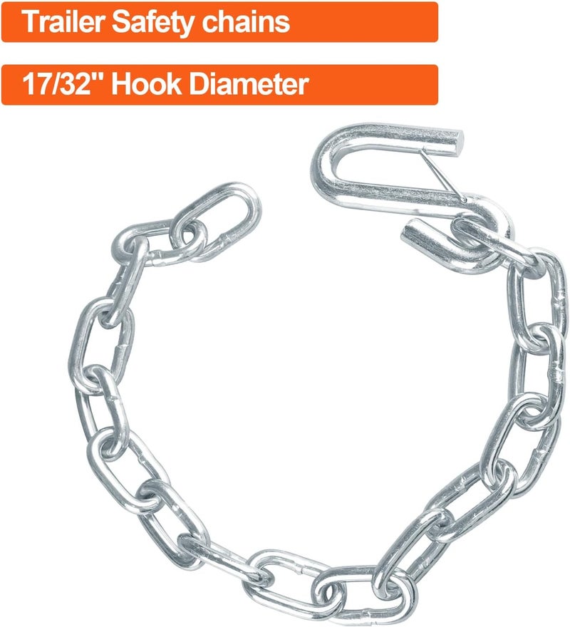 TeukRiGa 8/0"x27" Grade 30Trailer Safety Chain ，17/32" Hook Diameter with Clevis Style Slip Hook 7000 lbs Break Strength 2 Pcs (8/0"x27") - Image 5